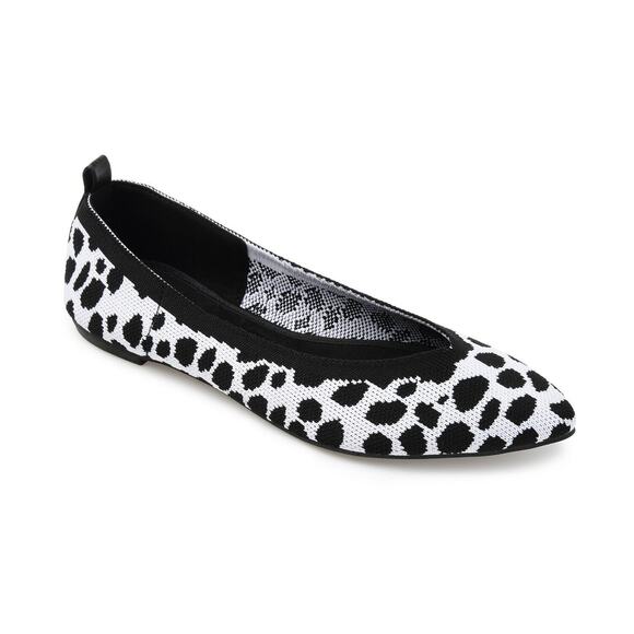 Journee Collection Women Pointed Toe Ballet Flats Karise Size US 9.5 Black White - Picture 1 of 5